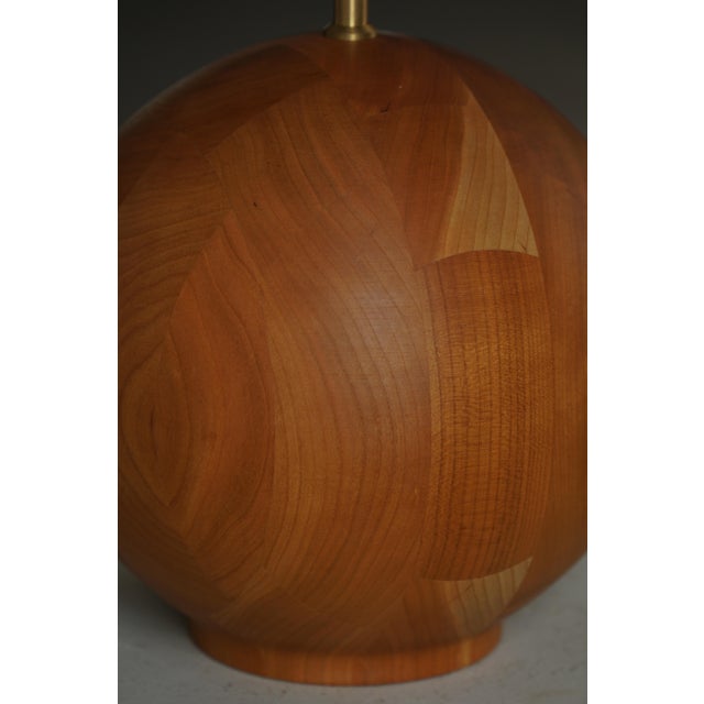 Vintage Danish Round Wooden Table Lamp, 1970s For Sale - Image 13 of 17