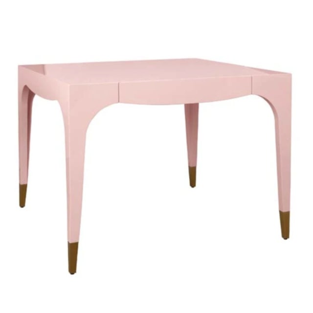 Worlds Away Matthew Izzo Home Lacey Pink Lacquer Game Table For Sale - Image 4 of 9