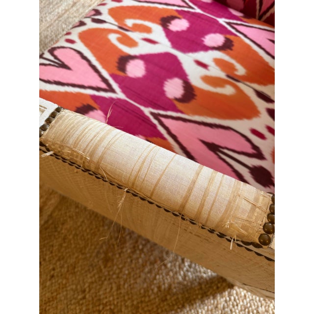 Wood Pair of Bergere Chairs Upholstered in Vintage Madeline Weinrib Silk For Sale - Image 7 of 8