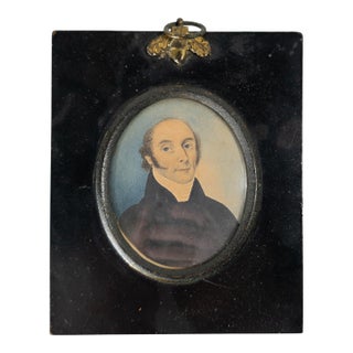 Early 19th Century English Miniature Watercolor Portrait of an Esteemed Gentleman For Sale