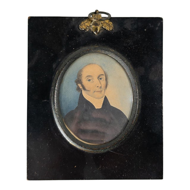 Early 19th Century English Miniature Watercolor Portrait of an Esteemed Gentleman For Sale