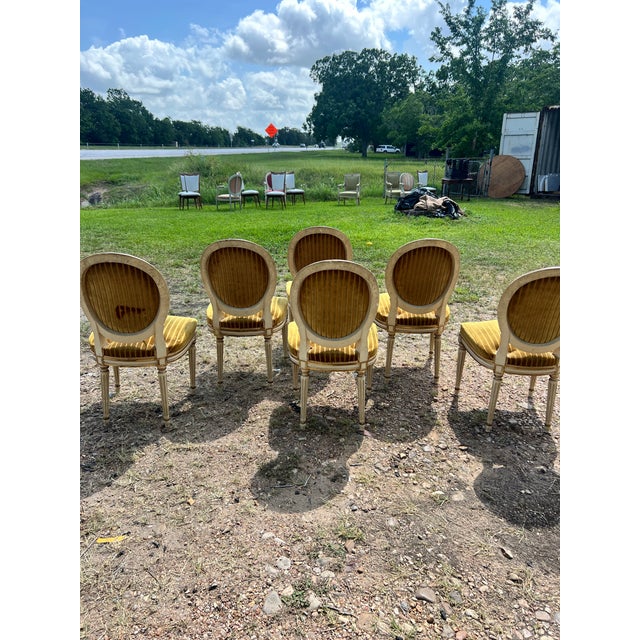 French 19th Century Louis XVI Painted Walnut Dining Chairs - Set of 6 For Sale - Image 6 of 12