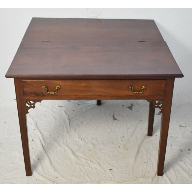 Wood George Ii Mid-18th Century Mahogany Chinese Chippendale Game Table Flip Top For Sale - Image 7 of 11