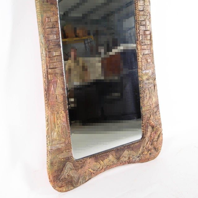 1970s Large Leather Mirror, 1970s For Sale - Image 5 of 16