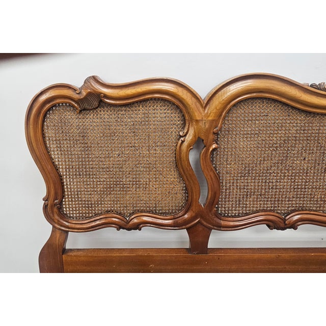 Mid 20th Century Mid 20th Century John Widdicomb Rococo Cherry and Cane Panels King Headboard For Sale - Image 5 of 7