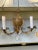 American Pair of Ornate Vintage 1940s Brass Two Light Wall Sconces For Sale - Image 3 of 7