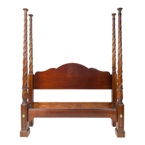 Hickory Chair Co. Attributed Queen-Size Reed and Ribbon Four-Poster Bed