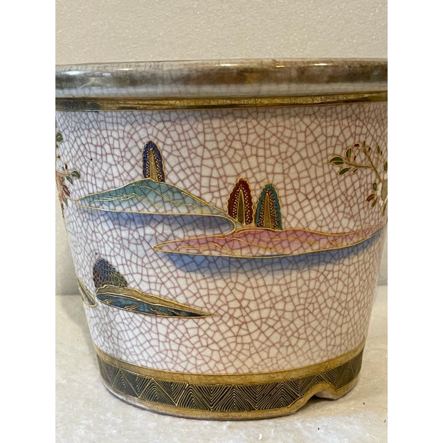 Antique Japanese Satsuma Jardiniere For Sale - Image 4 of 7