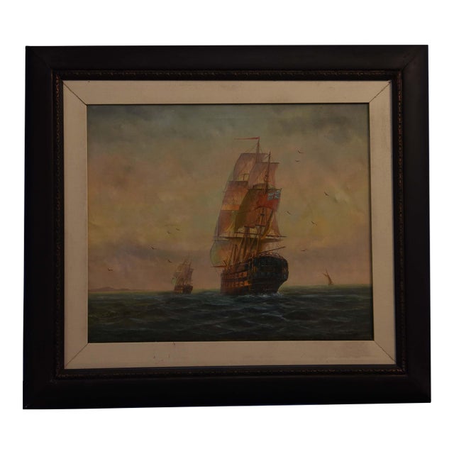 1960s Sailing Into Twilight Oil on Canvas by d.f Cornish, Framed For Sale