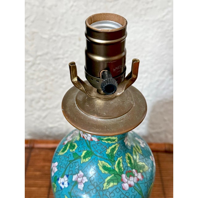 Vintage Cloisonné Vase Lamp, Fully Rewired For Sale - Image 4 of 8
