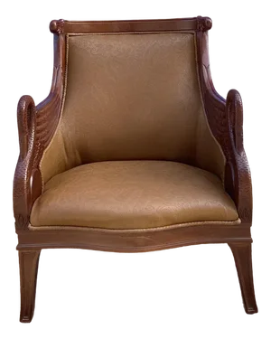 Empire Style Carved Leather Armchair