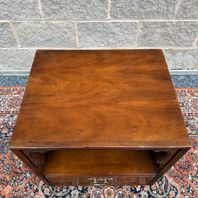 Vintage Henredon Chinoiserie Walnut Single Drawer Nightstand With Open Cabinet For Sale In Philadelphia - Image 6 of 12