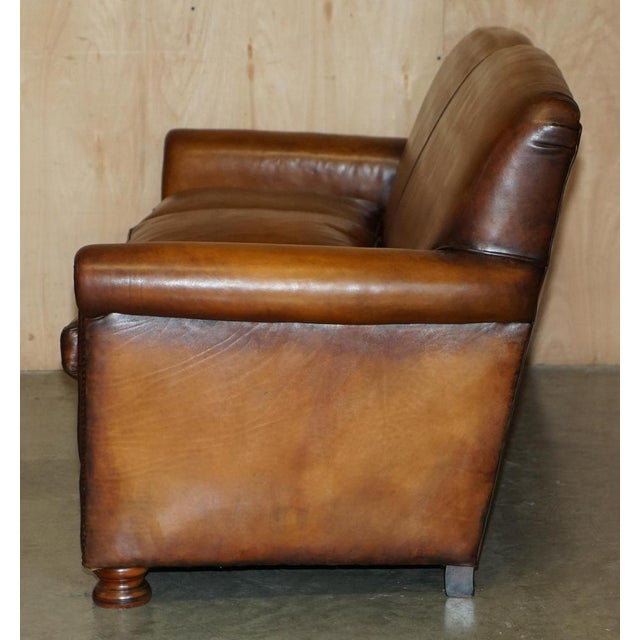 Vintage English Sofa and Chairs in Brown Leather, Set of 3 For Sale - Image 9 of 18