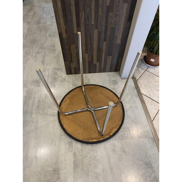 Black Vintage Bauhaus Style Chrome and Black Imitation Leather Side Table, 1970s For Sale - Image 8 of 18