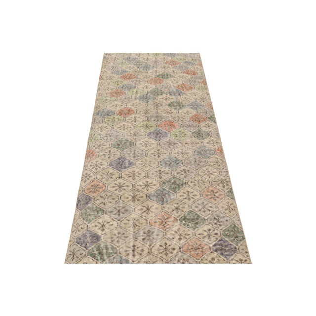 1960s Vintage Zeki Müren Runner With Polychromatic Diamond Patterns, From Rug & Kilim For Sale - Image 5 of 8