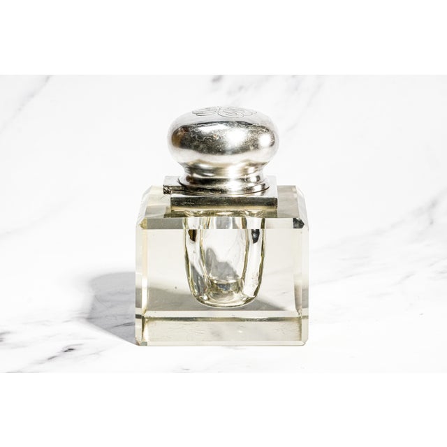 Magnificent Large Gilded Age Antique Black Starr & Frost Crystal Sterling Silver Desk Paperweight Inkwell Home Office Decor For Sale - Image 11 of 18