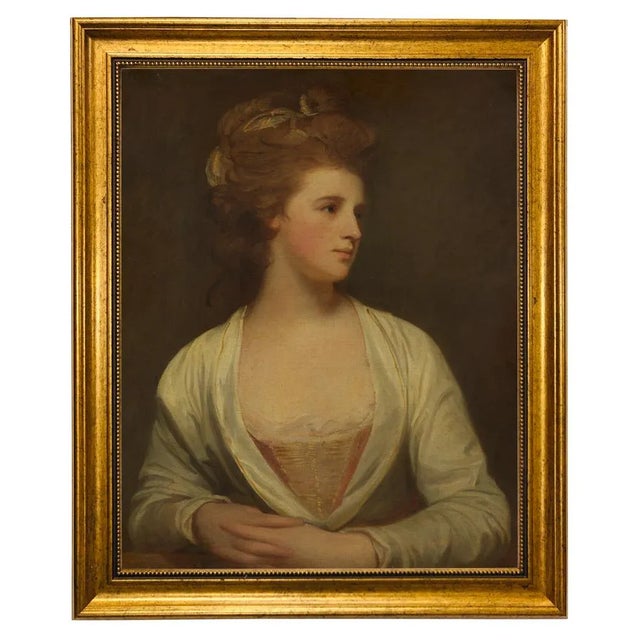 Beaux-Arts "Emily Bertie Pott" After George Romney, Contemporary Reproduction Print on Canvas, Framed, 16 x 20 For Sale - Image 3 of 3