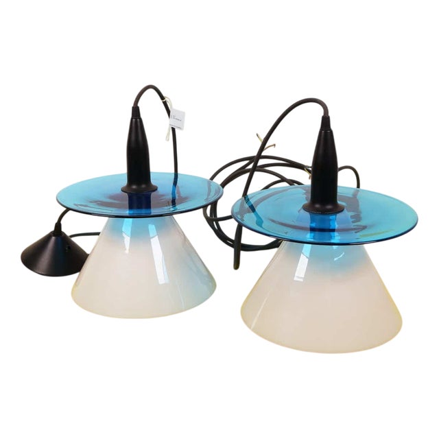 Glass Pendant Lights, Set of 2 For Sale