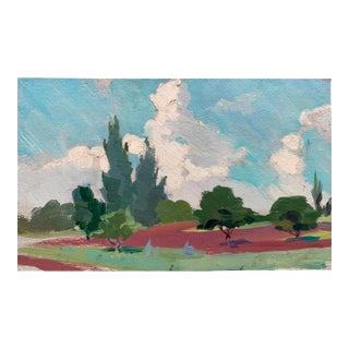 Original Impressionism Oil Painting: Spring Landscape, Ukrainian Artist (1960s) 20-34 For Sale