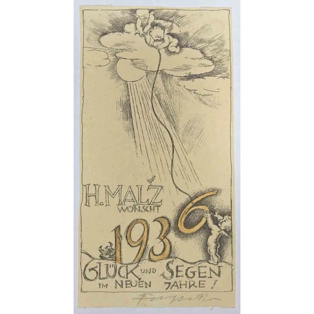 Ex Libris - H. Malz Wünscht is a Woodcut print created by Michel Fingesten in 1936. Hand signed on the lower margin. Good...