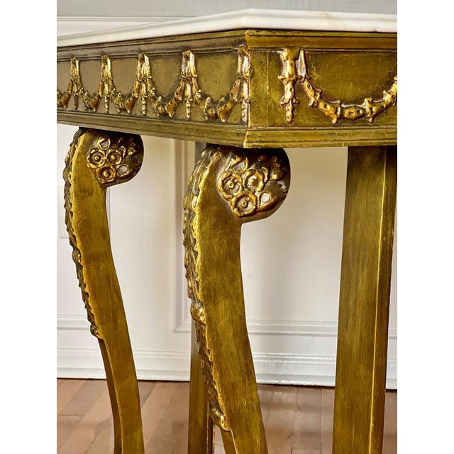 Gold 19th Century English Giltwood and Marble Narrow Console Table For Sale - Image 8 of 12