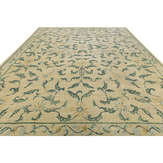 Beige Transitional Oversized Wool Rug Handmade in Beige With Allover Design For Sale - Image 8 of 10