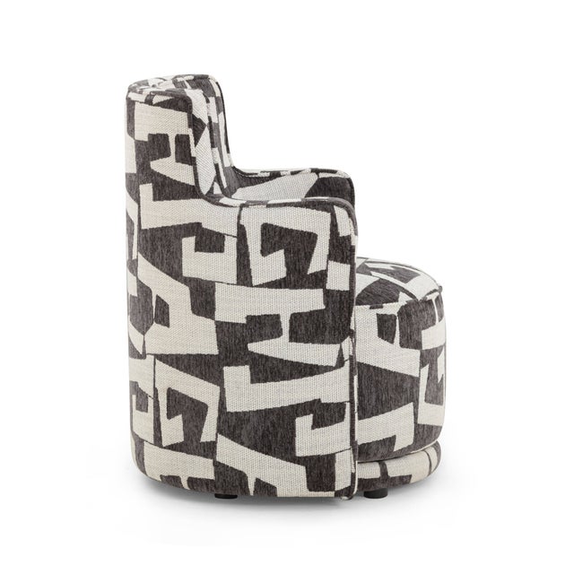 Passe Black Jacquard Swivel Chair For Sale - Image 4 of 6