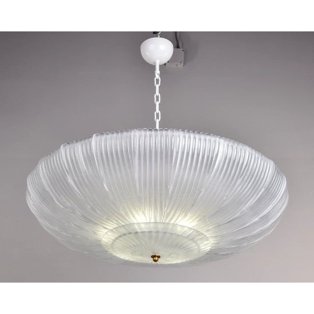 New 36” Diameter Italian Flush Mount With Murano Glass Panels For Sale - Image 11 of 11
