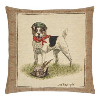 Master Jack Russell Tapestry Cushion With Feather Filler - 46x46cm (18"x18") For Sale