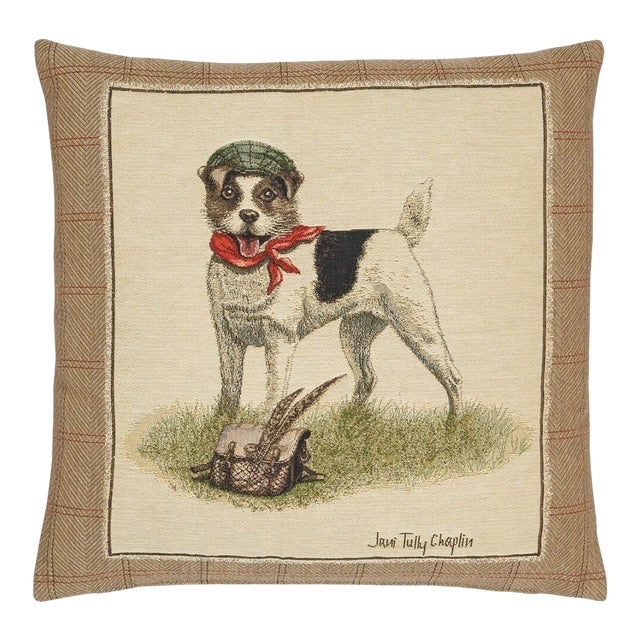 Master Jack Russell Tapestry Cushion With Feather Filler - 46x46cm (18"x18") For Sale