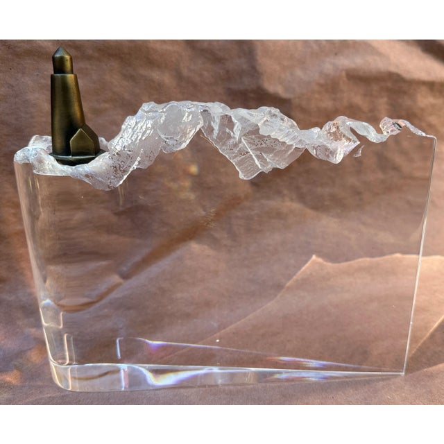 Here we have a super Steuben Lighthouse sculpture , bronze and crystal by the master David Dowler , signed , 7.5" tall ,...