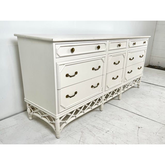 Mid 20th Century Vintage Ficks Reed 72" Rattan Chest of Drawers For Sale - Image 5 of 10