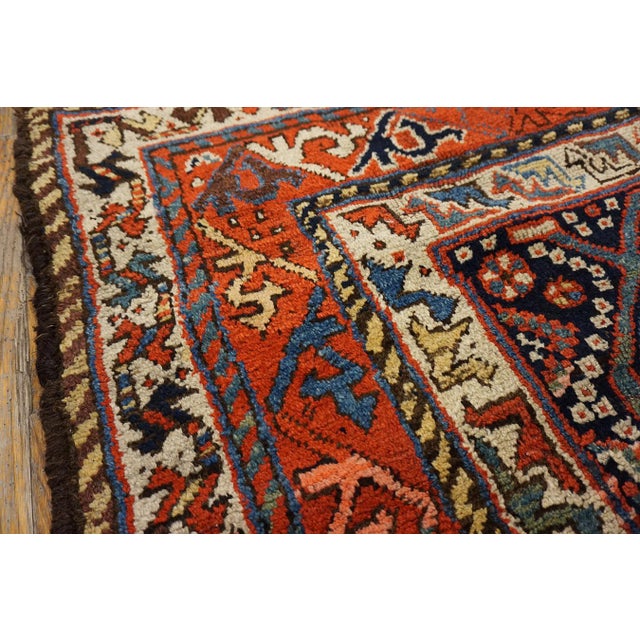 Early 20th Century 1900s Blue Navy Geometric Tribal Antique Persian Luri Rug 4'6" X 6'2" Handknotted Wool Carpet For Sale - Image 5 of 6