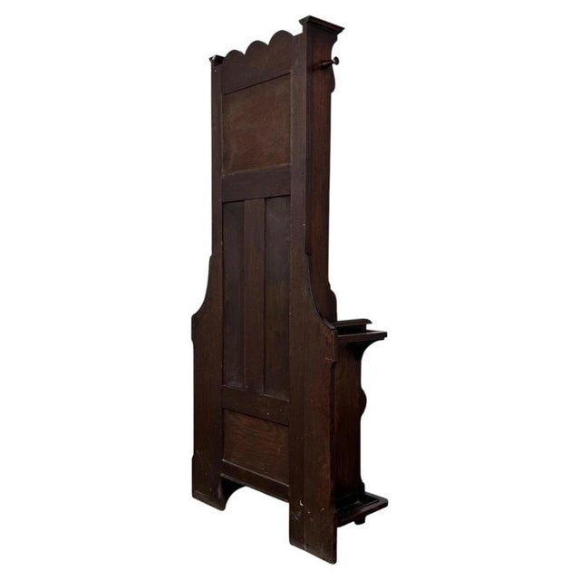 Antique Early 20th Century English Oak Entrance Hall Stand For Sale - Image 6 of 11