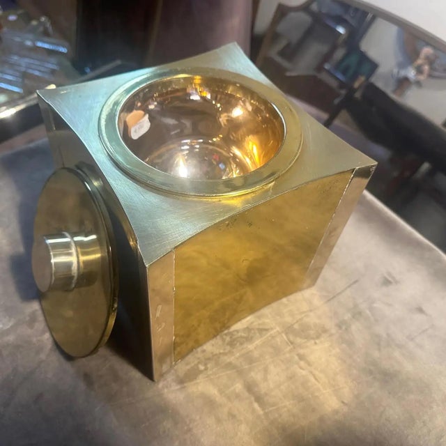 1970s Mid-Century Modern Brass and Silver Plated Italian Ice Bucket For Sale - Image 9 of 16