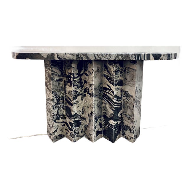 Contemporary Gray and Black Marble Console Table For Sale