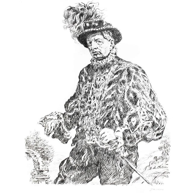 Self Portrait - Original Lithograph by Giorgio De Chirico - 1954 1954 For Sale