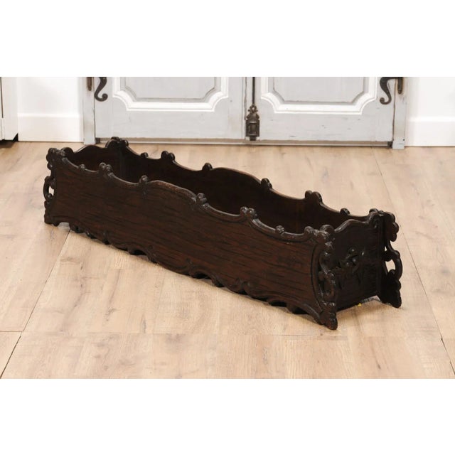 1890s French Oak Planter with Carved Gardening Themed Frieze For Sale - Image 10 of 12