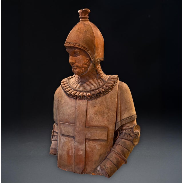 Bust of a Crusader, 19th Century, Terracotta For Sale - Image 4 of 10