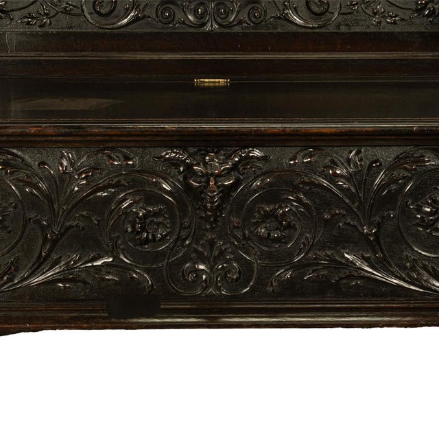 Antique Italian Renaissance Revival Carved Walnut Hall Bench Chest Dolphins 1870 For Sale - Image 13 of 14