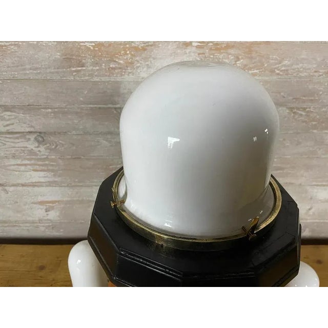 Art Deco Chandelier in Glass and Wood For Sale - Image 4 of 7