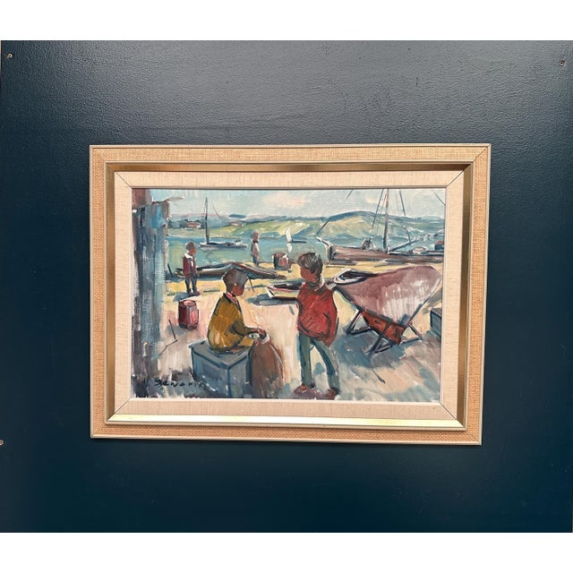 Nils Sewerin, Harbour, 1950s, Oil Painting on Canvas, Framed For Sale - Image 15 of 18