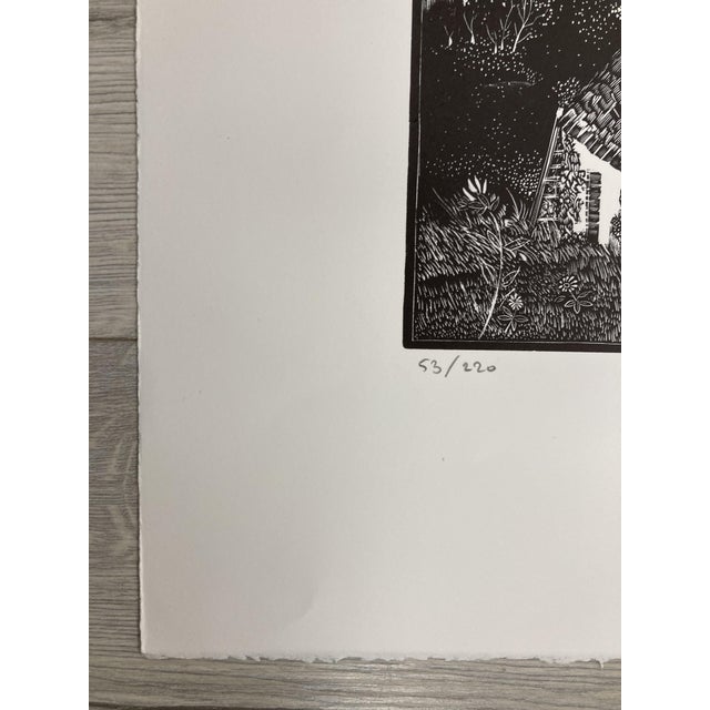 Jocelyn MERCIER (1926-2006) Roofs of Anjou Wood Engraved, print on paper in black and white Signed and monogrammed lower...