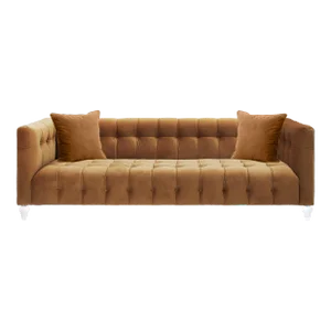 Bea Cognac Velvet Sofa