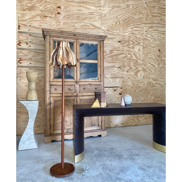 Contemporary Harrison Van Horn "Belly" Console Table in Lacquered Raffia For Sale - Image 3 of 18