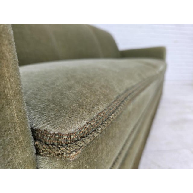 Danish 3-Seater Sofa in Green Velour and Beech, 1970s For Sale - Image 4 of 18