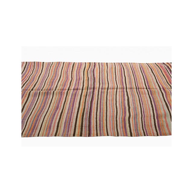 Faded Vintage Striped Kilim Rug - 5`1" X 12`6" For Sale - Image 4 of 6