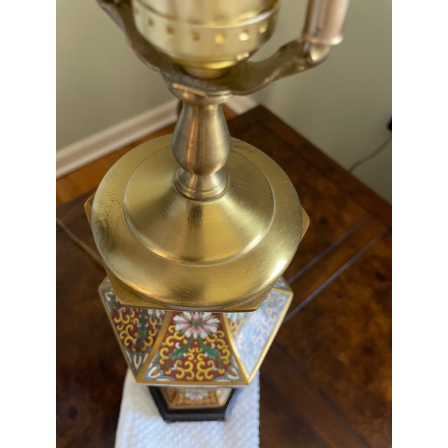 Gold Late 19th Century Floral Cloisonné Table Lamp For Sale - Image 8 of 10