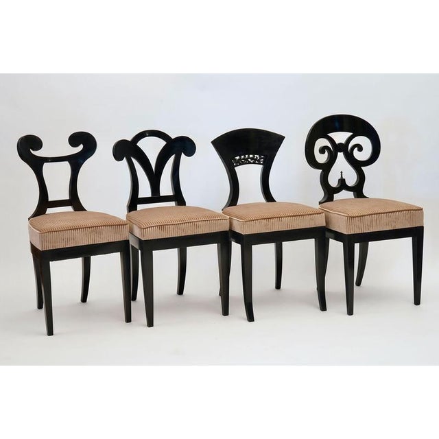 Contemporary Biedermeier Ebonized Dining Chairs, Set of 8 For Sale - Image 3 of 18
