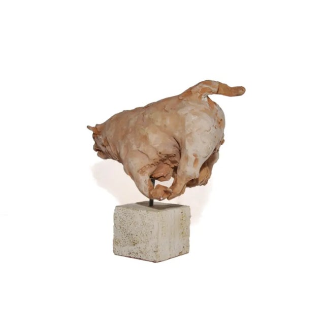 Terracotta Bull Sculpture by Mario Bertozzi For Sale - Image 3 of 8